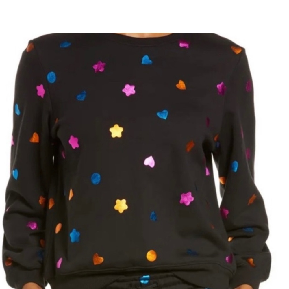 ban.do Black Sweatshirt with Colorful Shapes Cropped